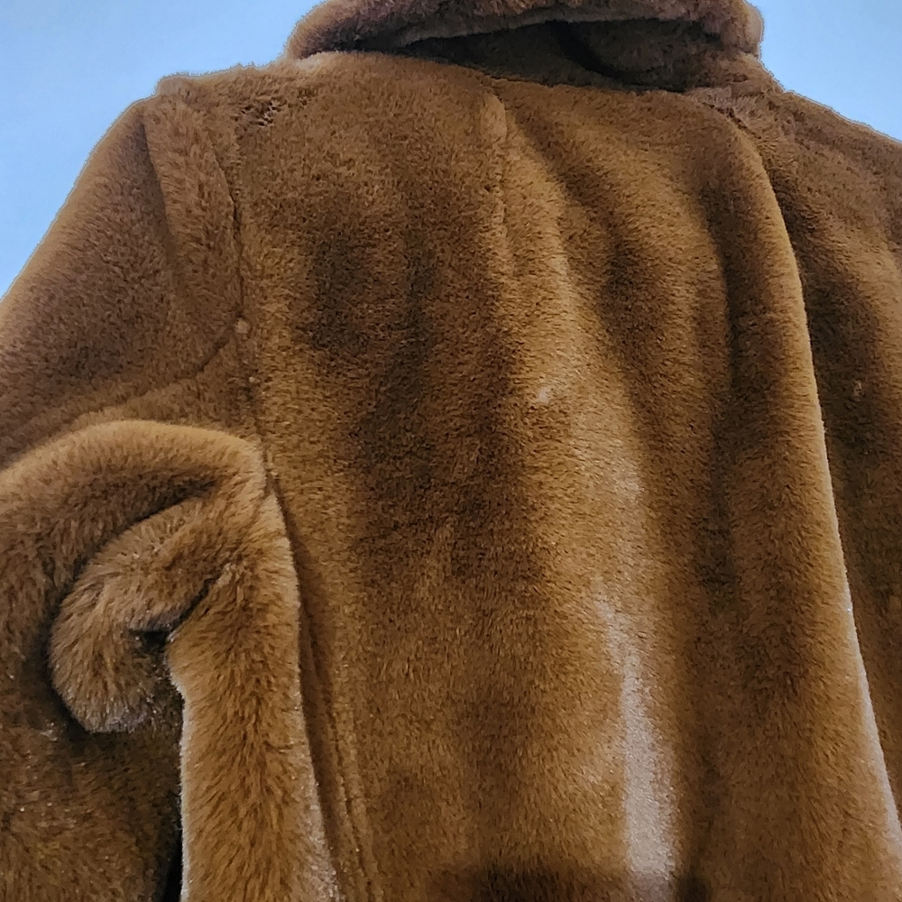 Sanctuary Faux Fur Brown Tie Waist Coat Women’s Winter Outerwear - Picture 5 of 6